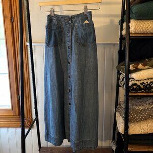 Y2K Denim Button-Front Maxi Skirt | Bundle for Free Shipping
